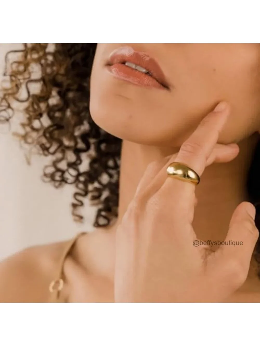 14K Gold Filled Chunky Dome Ring for Women, Statement Thick Band, Comfort Fit